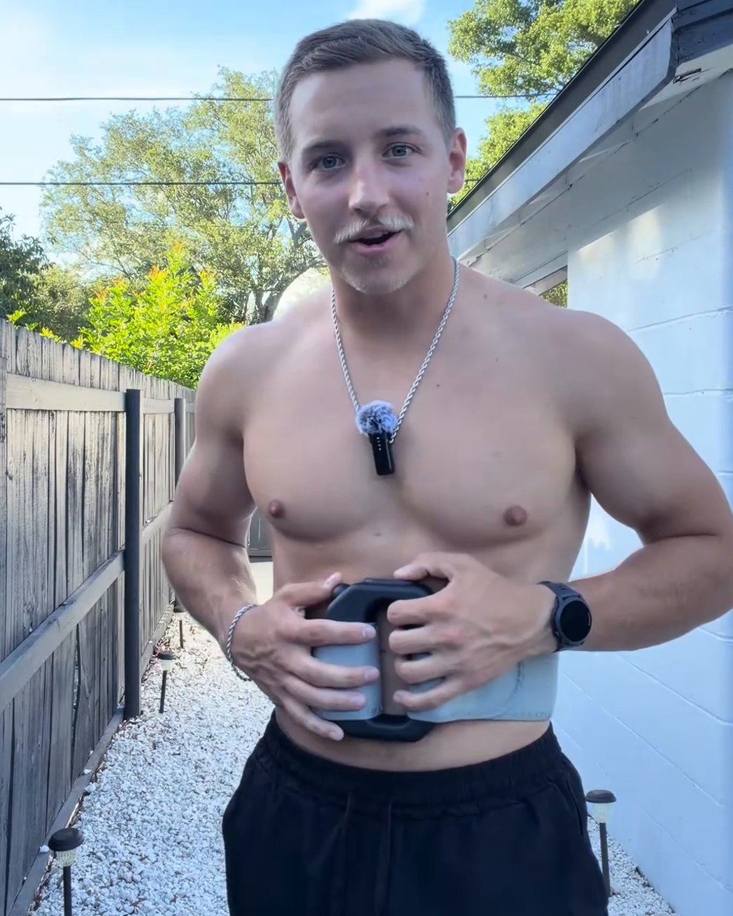 A real TONARO customer with the ring buckled on his stomach