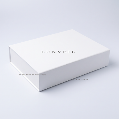 The rigid white LUNVEIL gift box the mask arrives in