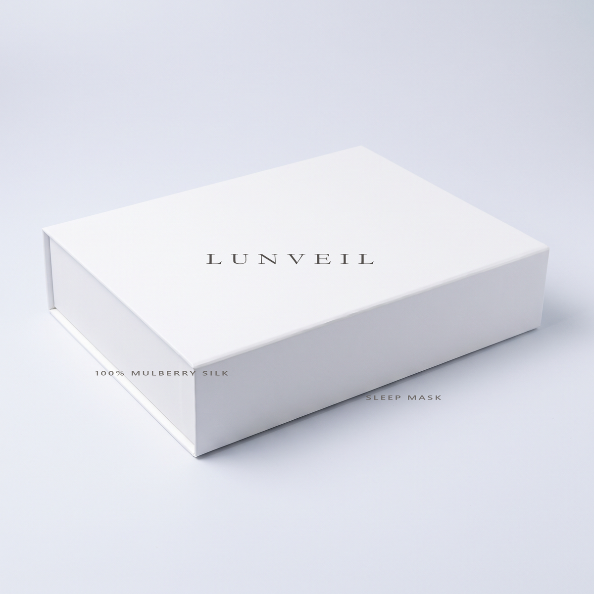The rigid white LUNVEIL gift box the mask arrives in