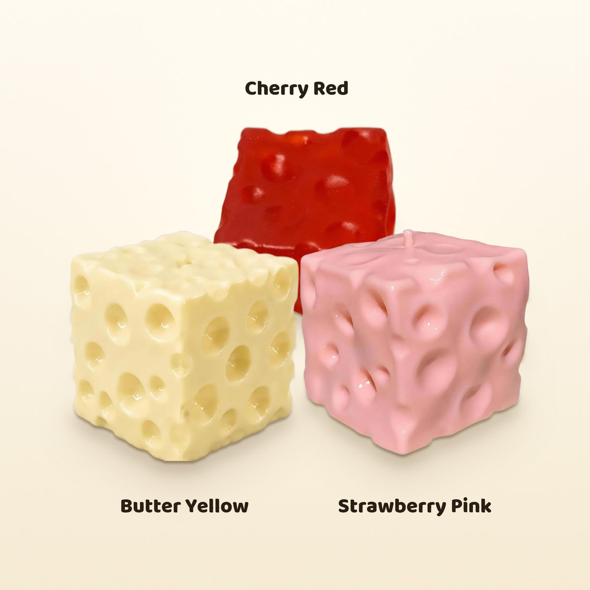 CHEDDI comes in Butter Yellow, Strawberry Pink and Cherry Red