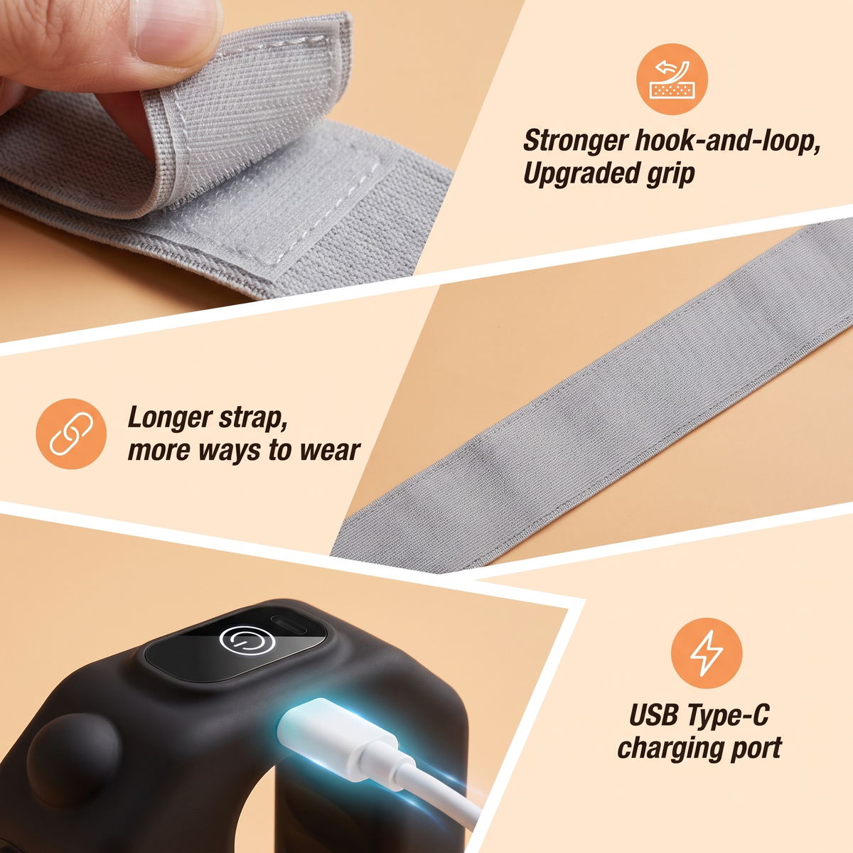 Strap fastener, long strap and USB-C port