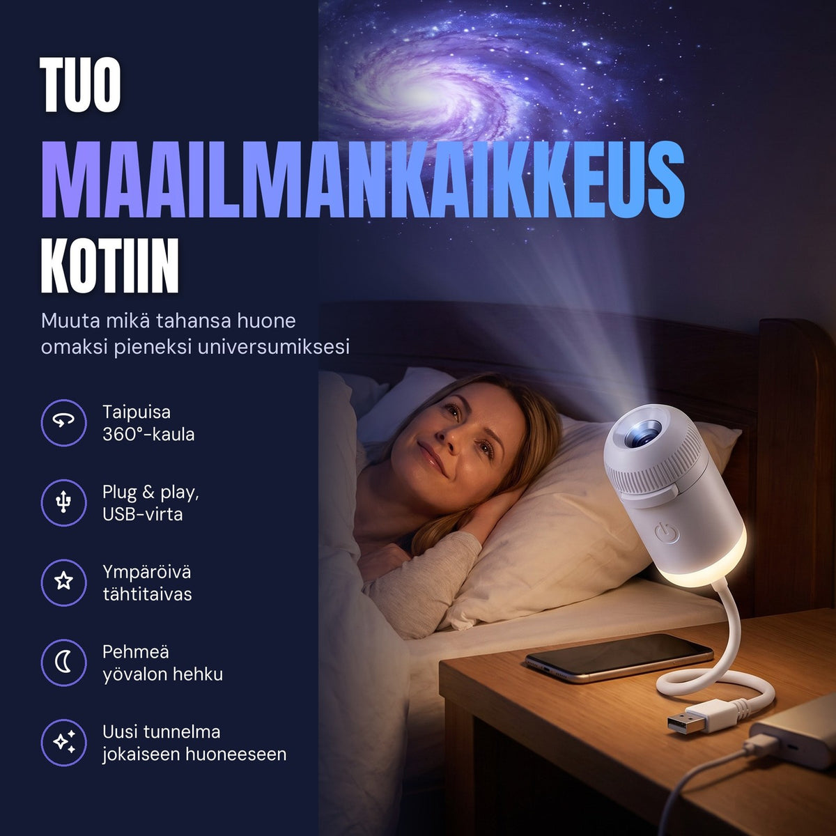 Starly heijastaa galaksin sängyn yläpuolelle