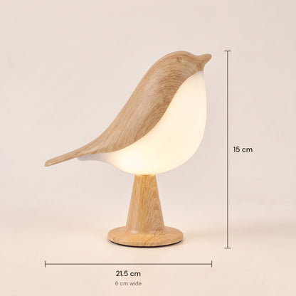 Songlow bird lamp dimensions: 15 cm tall, 21.5 cm long, 6 cm wide